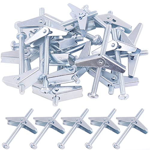 Molly et toggle bolt de 6,35 mm en acier zingué Hilitchi pour cloison creuse (60 pièces)