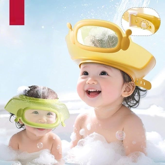 AP & ZP Goggles Shape Baby Shower Cap Baby Shower Cap, Kids Shower Cap, Eye and Ear Protection Visor Hat for 0-9 Years Old Kids, Cute Diving Goggles Shape Makes Baby Bathing More Comfortable 3