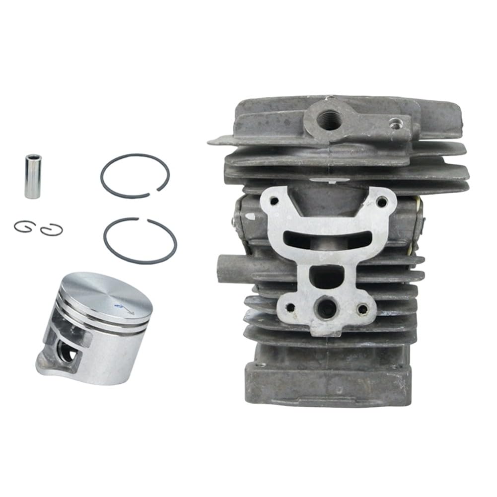 Conjunto de cilindro y pistón para motosierras MS171, MS181, MS181C, MS211 y MS290. Incluye pistón, perno cilíndrico, anillos de seguridad y clips.