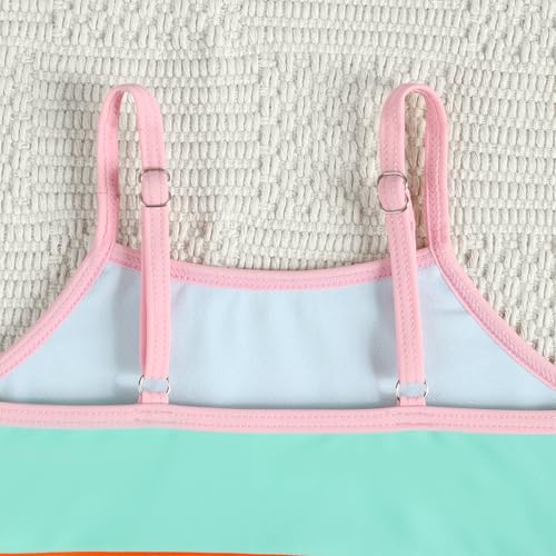 Image of Little Girl Swimsuit Casual Swimwear Kids Two Piece Color Block Bathing Suits Beach Bikini Set 3-12Years