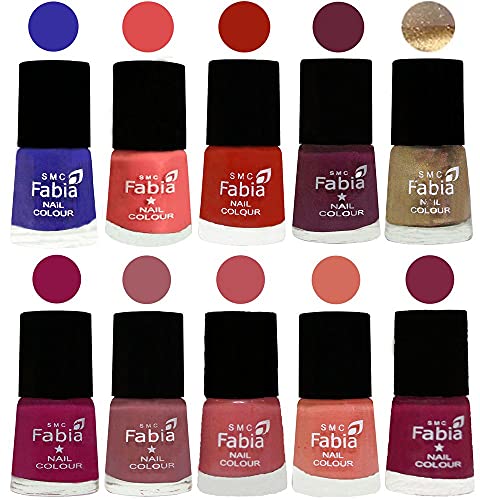 Image of ALL IN ONE (PACK OF 10), Long Lasting Glossy Nail Polish, 6 ml Each, All Vibrant Colours,01783