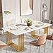 Tribesigns Modern Dining Table for 6-8 People, 70.8 Inches Long White Room Kitchen, Wood Kitchen with Gold Metal Legs, Rectangular Dinner Room, Family Gathering