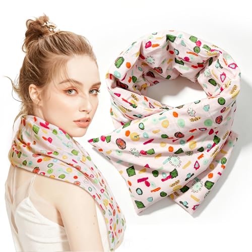 uncn Körnerkissen 68x11cm 800g - Geteiltes Fächerdesign mit Gänseblümchenstickerei | Groß Wärmekissen Mikrowelle Für Nacken Schulter Rote Rose