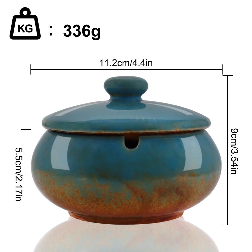 Posacenere Esterno in Ceramica Antivento Antiodore Facile da Pulire Blu