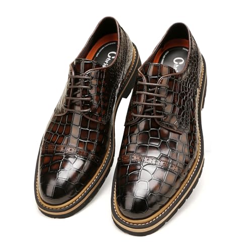 Penny Loafers for Men,Leather Oxfords Business Brogue Shoes, Crocodile Pattern2