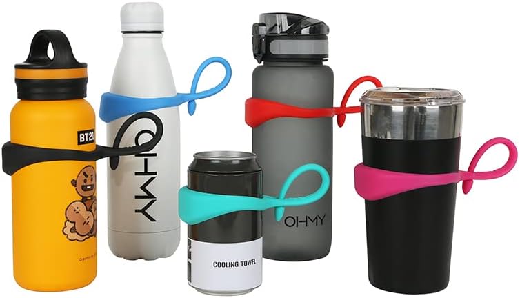 Miniatura 3 de Correa de silicona magnética para botella de agua, correa para vaso de agua, versátil anillo deportivo para botella  Correa portadora de botella de