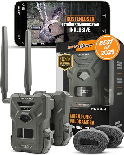 Spypoint Flex-M Twin-Pack - Wildkameras mit Foto- & Videoübertragung 28 Megapixel Wildtierkamera mit Nachtsicht kostenlose App für Ihr Smartphone