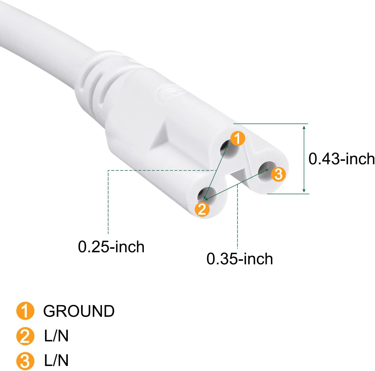 YOKIVE 10 Pcs LED Tube Cable, Home Cord with 3 Pin Connect Lamp Great for Home, Office, Warehouse, Outdoor (White, 5.9-Inch)