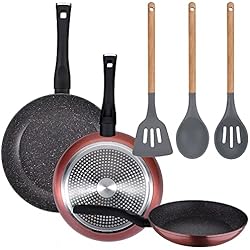 Pack Sartenes San Ignacio PACK DE 3 SARTENES Ø20/24 y 28 cms + SET DE 3PC DE UTENSILIOS DE COCINA EN SILCONA Y MADERA