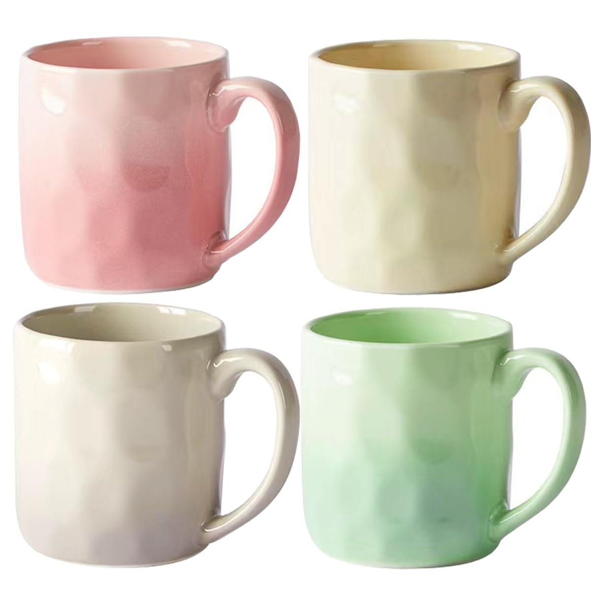 Pykrudo Ceramic Mugs Set of 4 Pieces,350ml Stoneware Cups for Coffee, Tea, and Mulled Drinks, Espresso,Blue&Green&Yellow&Orange