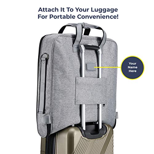 ZEGUR Suit Carry On Garment Bag for Travel and Business Trips - Fancy Design - with Shoulder Strap and Organization Pockets (Luxury Gray)