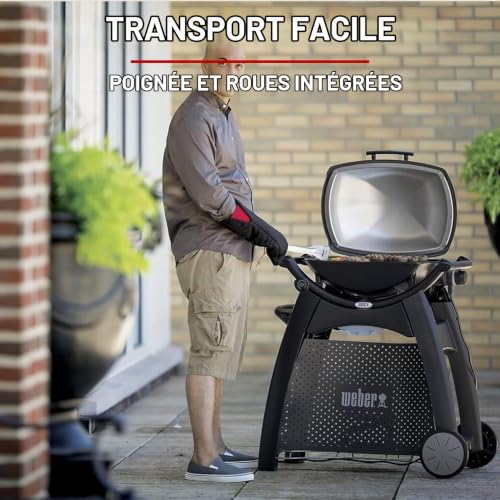 Weber Chariot Q / Chariot robuste avec roues pour barbecues à gaz série Q 2000 crochets porte ustensiles intégrés poignée latérale rangement accessoires 75 5 x 91 x 58 cm - vue 9