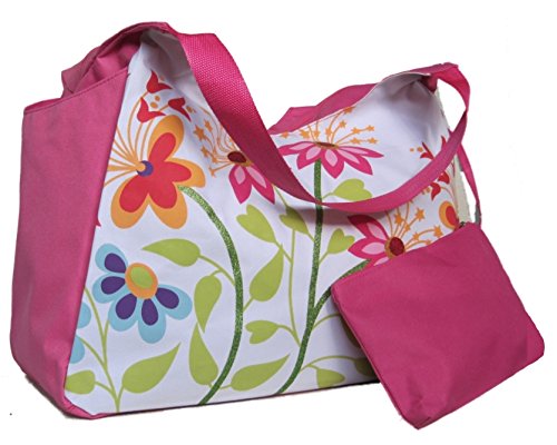 Beach Bag - Bolsa de playa, mujer, rosa, flores (33 x51 x23 cm)