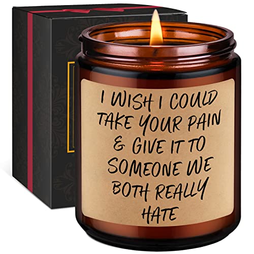 GSPY Red Scented Minimalist 9 Ounce Glass Jar Candle - Sympathy & Support Gift for Women