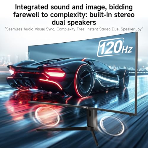 Image of Gawfolk 40 Inch 5K Ultrawide Curved Gaming Monitor 120Hz, 5120 x 2160P IPS Computer Monitor with Built-in Speakers, 21:9, PIP /PBP, AMD FreeSync, 120% sRGB, HDMI 2.0, DP 1.4, Tilt /Height Adjustable