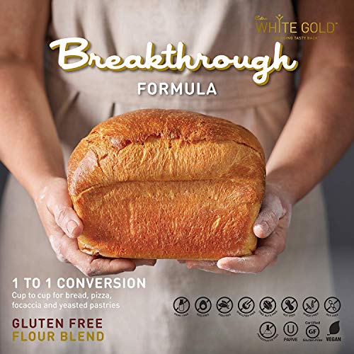 Extra White Gold Gluten Free Bread Flour Blend – For Breads, Yeasted Pastries , Pizza, Focaccia – [Kosher] [Gluten Free] [Vegan] [Soy Free] [Nut Free] [Dairy Free] – 1.1 Pound (4 Pack) #TOP4