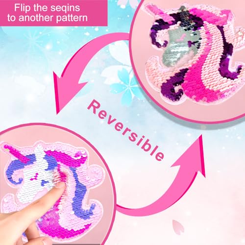 3PCS Unicorn With Sequin Backpack, Water Resistant Girls Aesthetic Bookbag with Lunch Box, 18 Inch Cute Anti Theft School Bag Set for College Teenagers Senior Junior Elementary - Pink Unicorn3