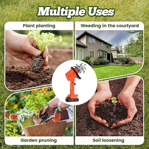 21v Cordless Tiller For Gardening, 360 Rpm Electric Garden Tiller, 2-en-1 Powered Mini Cultivator Con 2.0ah Batteries & Charger, 5" Tilling Width, 4" Depth, For Lawn/soil Cultivation 2 Battery 2 Batte