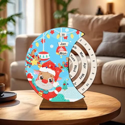 Calendario perpetuo artesanal con diamantes de imitación para decoración de escritorio elegante 7