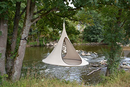 Image of Vivere Cacoon Hanging Songo Chair- Indoor /Outdoor Olefin Canvas- 440 lb Capacity (Sand)
