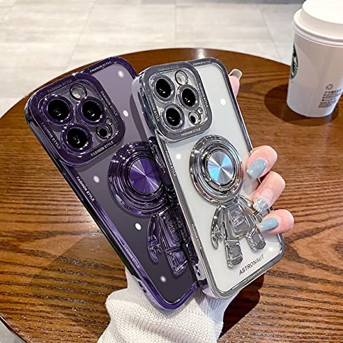 Funda iPhone 14 Plus con soporte de anillo ALLUPS plata carcasa transparente 2