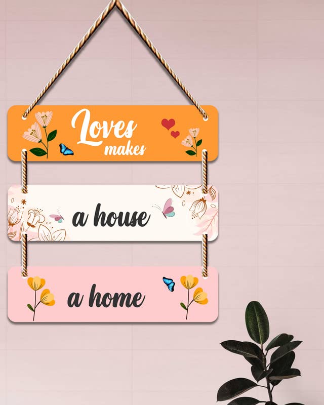 SAF Wall Hanging-Loves Makes,A House,A Home Wall Art MDF Wooden Wall Hanger for Living Room | Bedroom | Office | Gift | Wall Hanging For Home Decoration | Canvas Painting WH-087