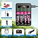 BOANV Rechargeable AA Batteries & AAA Batteries and 4 Slot High-Speed Battery Charger for NiMH NiCD Battery with LED Light,2 X 2800mAh AA & 2 X 1200mAh AAA,USB Fast Charging
