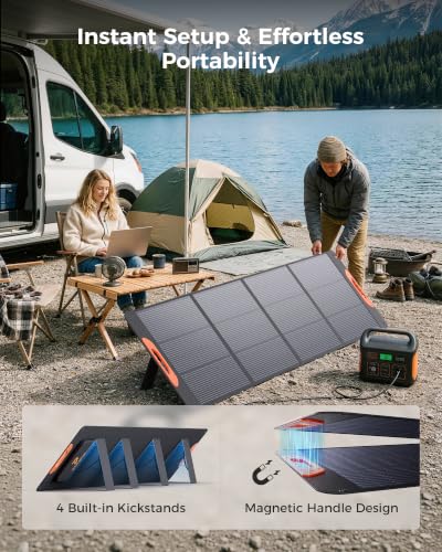 Image of ZOUPW 220W N-Type 16BB Portable Solar Panel for Power Station,Foldable Solar Panel for Jackery 1000 V2 /EcoFlow Delta /Bluetti /Anker Solix,25.6% Efffciency IP67 Waterproof for RV Camping Emergency