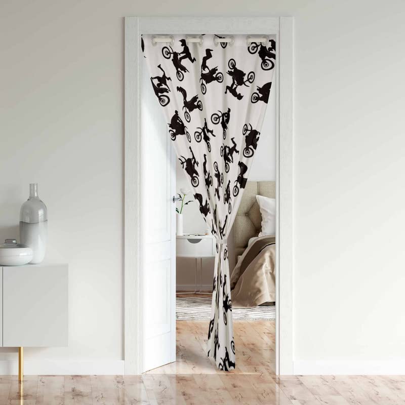 Loussiesd Dirt Bike Door Curtains for Doorway Privacy 80 Inch Length 30%-50% Blackout Insulated Thermal Room Divider Cover Motocross Rider Closet Curtain for Bedroom Living Hallway 1 Panel 106x203cm - Image 2