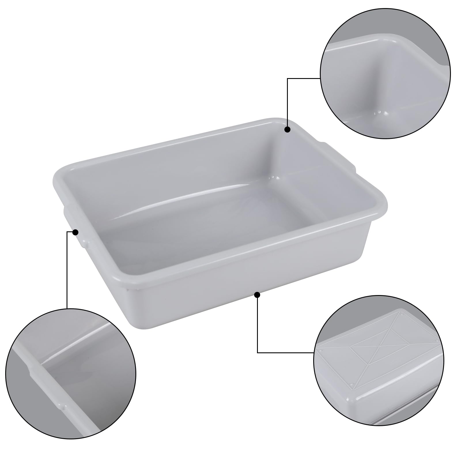 4er Pack 13 l kommerzielle Buswanne Kunststoff Utility Bus Box Grau