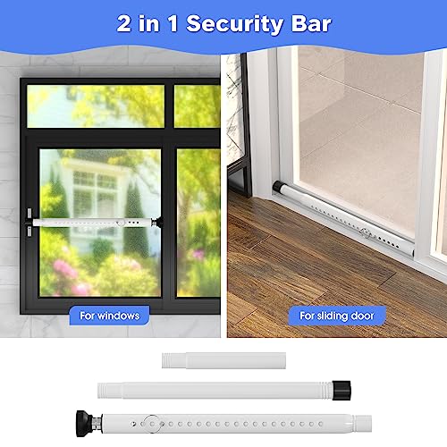 Window Security Bar 2Pack, 16 to 51 Inch Adjustable Sliding Door Lock Bar- Dual Use-Patio Sliding Door Security Bar or Window Security Lock, Child Proof Window Security Bars Stopper by DEROFIT - Image 2