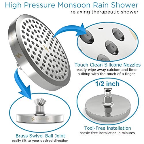 Sparkpod Chrome Rain Shower Head With 12-Stage Proprietary Filter #TOP3