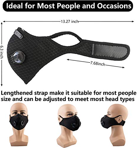 Begleri Anti-poussière Anti-Pollution Sport Lavable Réutilisable pour Le Cyclisme et la Course à Pied, Ensemble 2 (Noir) - Image 7