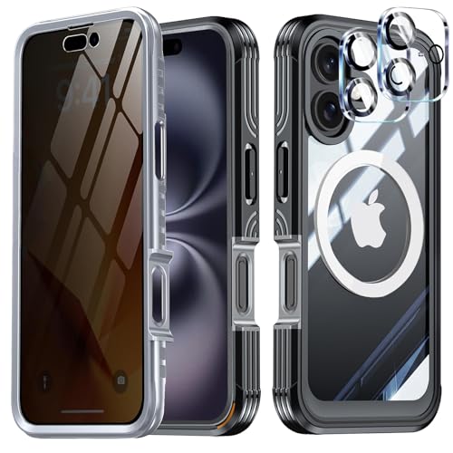 Coque de confidentialité pour iPhone 16 magnétique compatible Magsafe avec protection intégrale