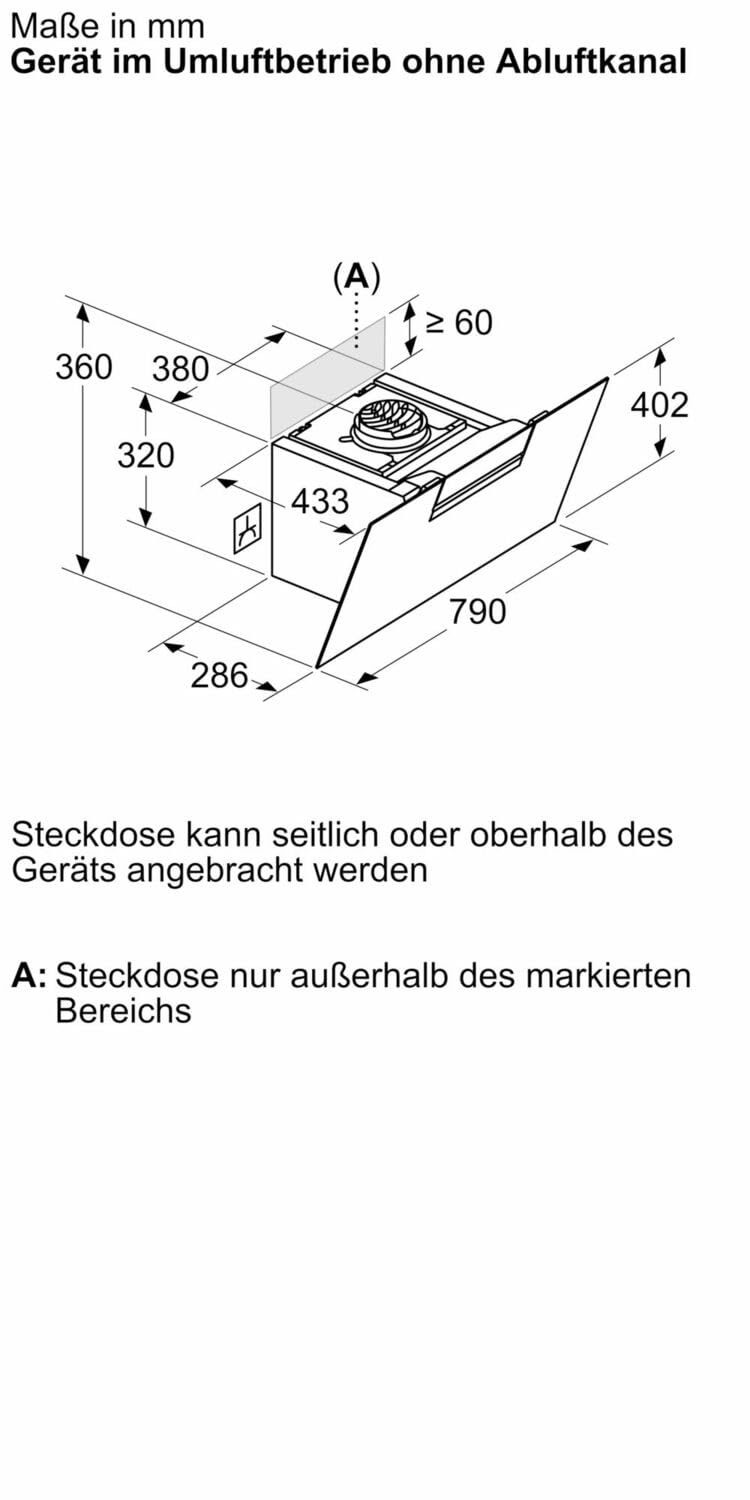 NEFF D85IFN1S0 N 50 Smarte Wandesse Dunstabzugshaube 80cm LED-Beleuchtung Touch Control Schwarz