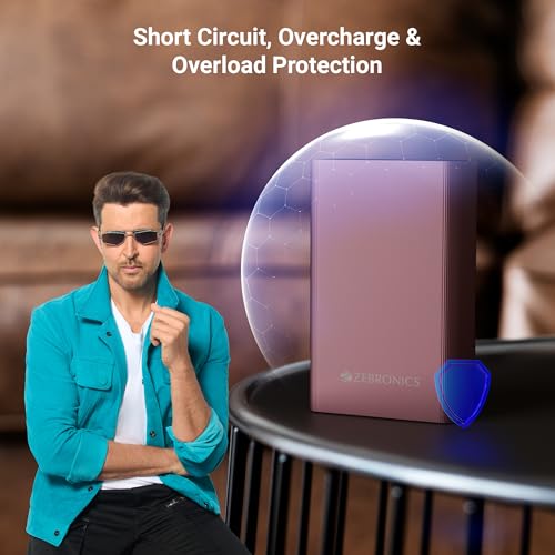 Image of ZEBRONICS EnergiTank 20MR1, Metal Power Bank, 20000 mAh, 22.5W Super Fast Charging PD 3.0 (PPS), Dual Type C & USB Port, LED Indicator, for iPhone, Android, Tablets, Airpods (Raspberry)