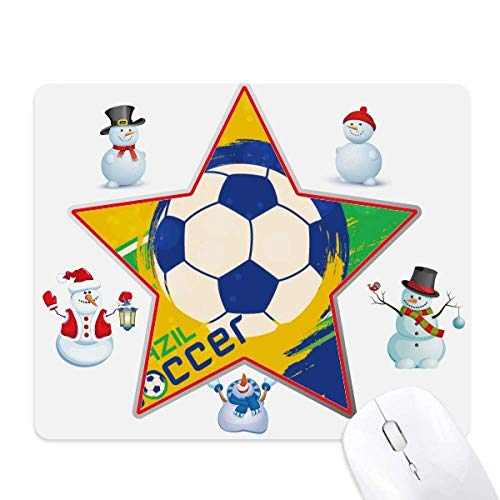 Tapis de souris haut de gamme Brésil Football style bonhomme de neige étoile