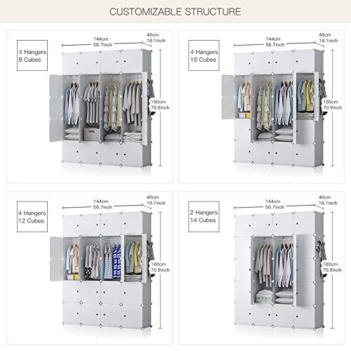 Yozo Cube Storage Organzier Portable Wardrobe Closet Bedroom Dresser (56X18X71 Inches) Portable Closet Cube Shelf Armoire Pantry Cabinet, 20 Doors, White, 20Doors #TOP3