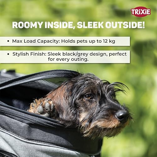 Image of Trixie William Pet Carrier Backpack for Dogs & Cats, Soft-Sided Travel Carrier with Mesh Ventilation, Airline Friendly Portable Pet Backpack, Comfortable Shoulder Bag for Small Dogs, Cats & Puppies