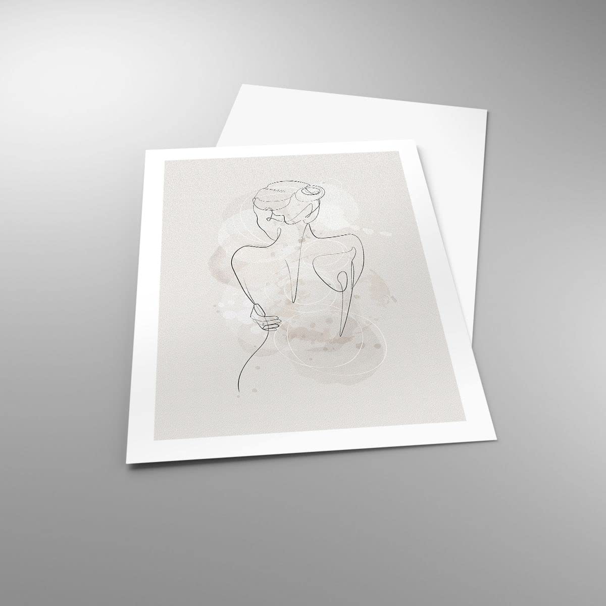 Poster Wandbild Kunstdruck 50x70cm Abstrakt Schwarz-Weiß - 5090 - P2B | Frau Zurück Vertikal mit schwarzem Rahmen Wohnzimmer Schlafzimmer Küche Büro Wanddeko Kunstposter ARTTOR