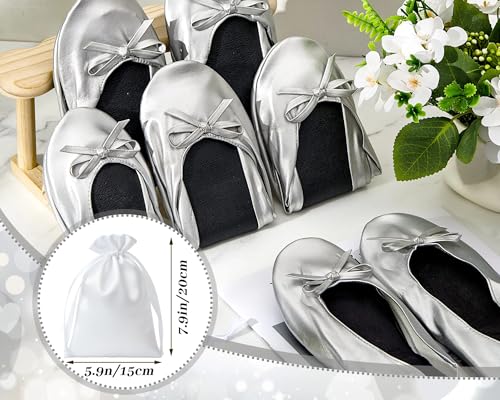 Jecery 6 pares de flats plegables para invitados de bodas con bolsas de almacenamiento miniatura 5
