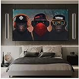  Drei denkende Affen Leinwandbilder große Größe lustige Kopfhörer Gorilla Tier Wandkunst Poster und Drucke Home Decor Bild 60x100cm (24x40in)