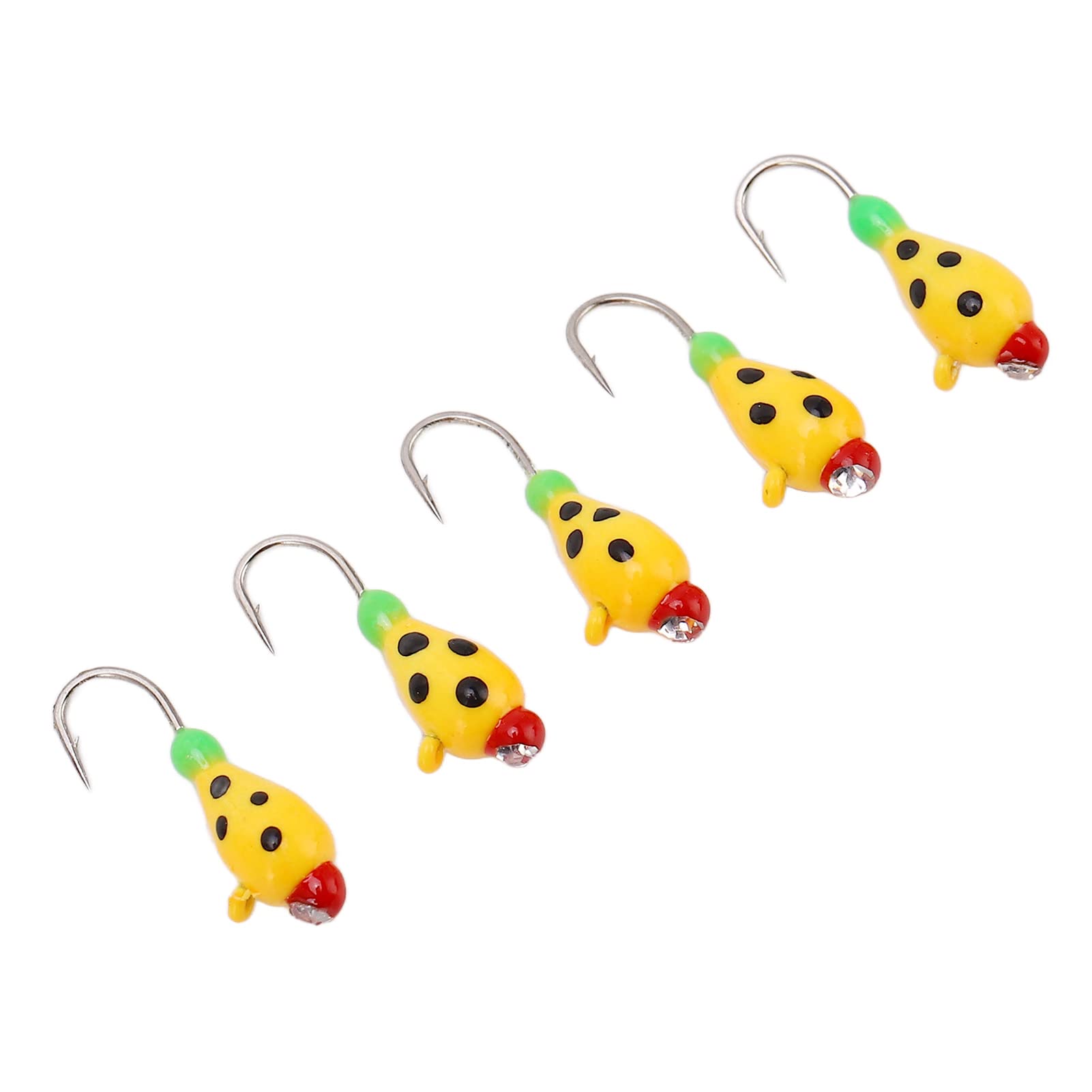 Muiltvoe 5 Pcs Ice Fishing Hooks, High Carbon Steel Fishing Jigs Kit with Vivid Color and Realistic Body Coating, for Outdoor Winter Fishing Lures Head