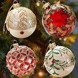 4 Stück Transparente Glaskugeln 8cm Christbaumschmuck aus Glas