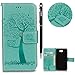 Produktbild WIWJ Schutzhülle für Huawei Y5 II Handyhülle Leather Case für Y5 II Hülle Lederhülle Flip Wallet Cover [Gedrucktes Muster Baum und Eule Handyhülle] Hülle für Huawei Y5 II-Grün