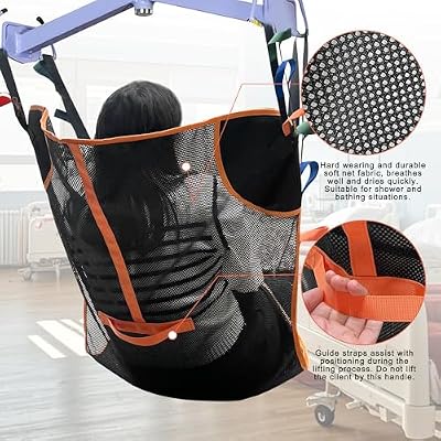 MDSTOP Universal Full Body Patient Lift Sling, Transfer Sling for Elderly & Disabled with Padded, Patient Aid Lift Medical Sling for Shower Bath, Transfer, Positioning and Lifting (Black)