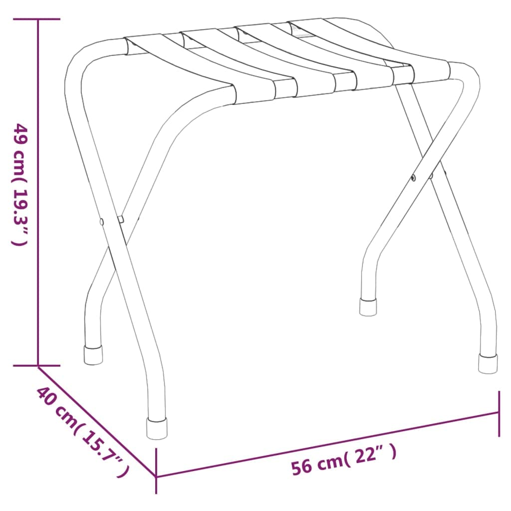 vidaXL Soporte para Maletas Taburete Equipaje Hoteles Almacenamiento Dormitorio Habitación Posadas Hostales Negro y Plateado 56x40x49 cm