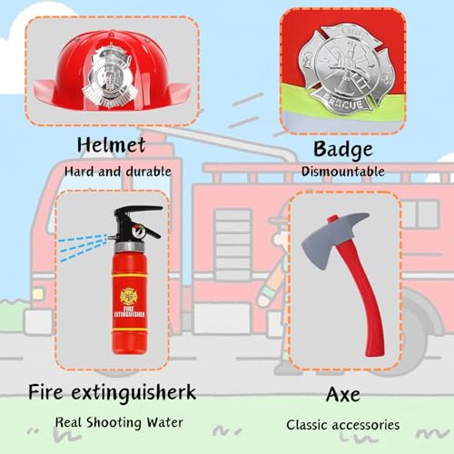 Disfraz de bombero para niños y niñas 6-7 años miniatura 4