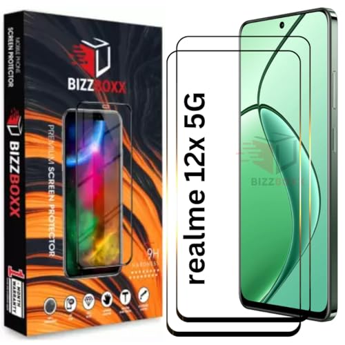 Image of Premium Screen Protector Compatible With realme 12x 5G | Tempered Glass Guard | Anti Static | Full Screen Coverage-Edge to Edge | 9H Hardness | With Easy Installation Kit (Pack of 2)