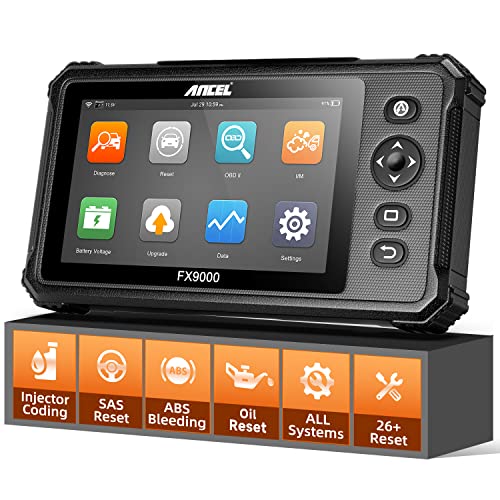 ANCEL Obd2 Scanner FX9000 Pro All System Scan Tool Diagnostic Code Reader with 26 Reset, ABS Bleeding BMS TPS EPB TPMS DPF SAS Start/Stop Oil Reset 7” Touch Screen Android Tablet